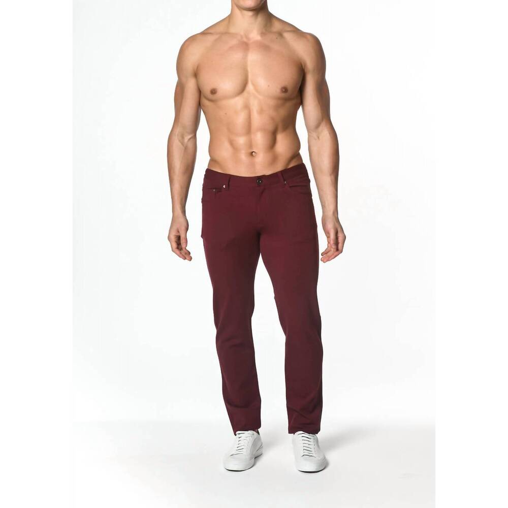 NEW POSTMARC pocket stretch knit jeans in burgundy